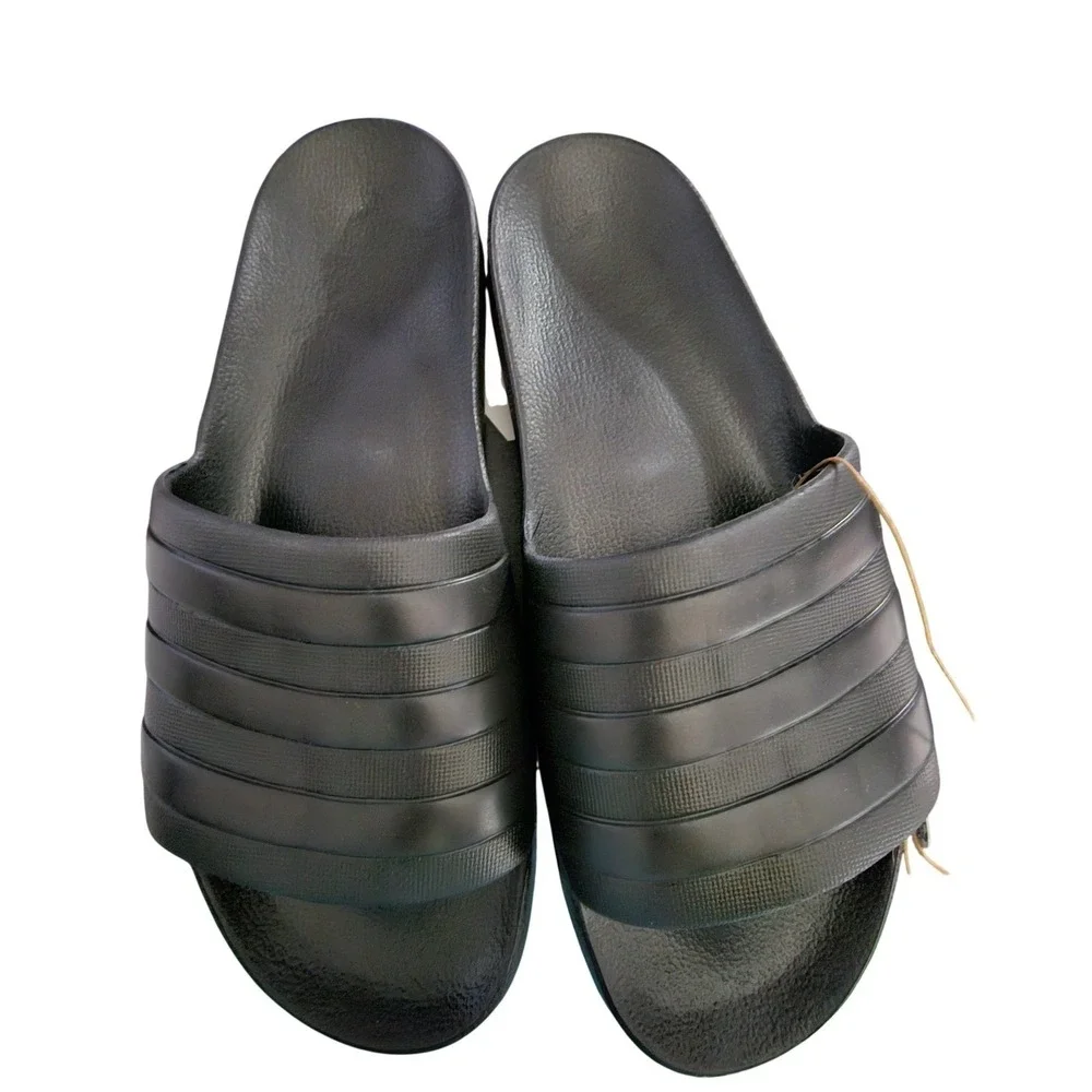 Adidas Adilette Aqua Slides Mens 13 Black Sportswear Sandals NIB Vacation Beach